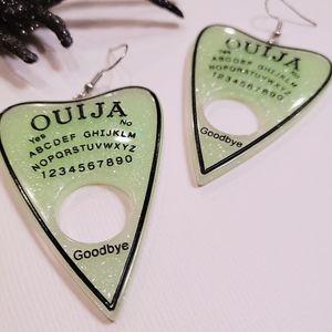 Green Sparkley Ouija Board Planchette Earrings